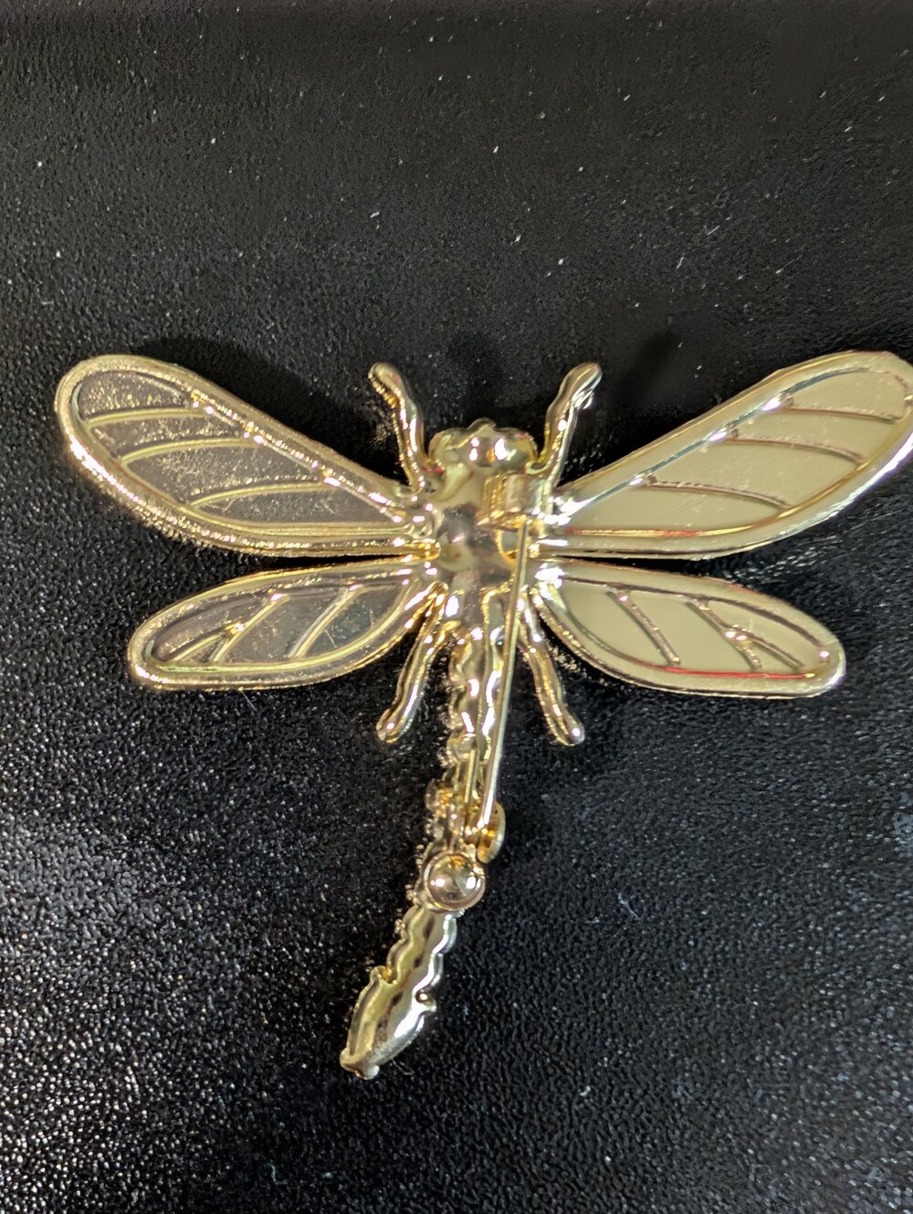 Gold-tone Dragonfly Pin with Orange and Yellow Enamel - Picture 2 of 4